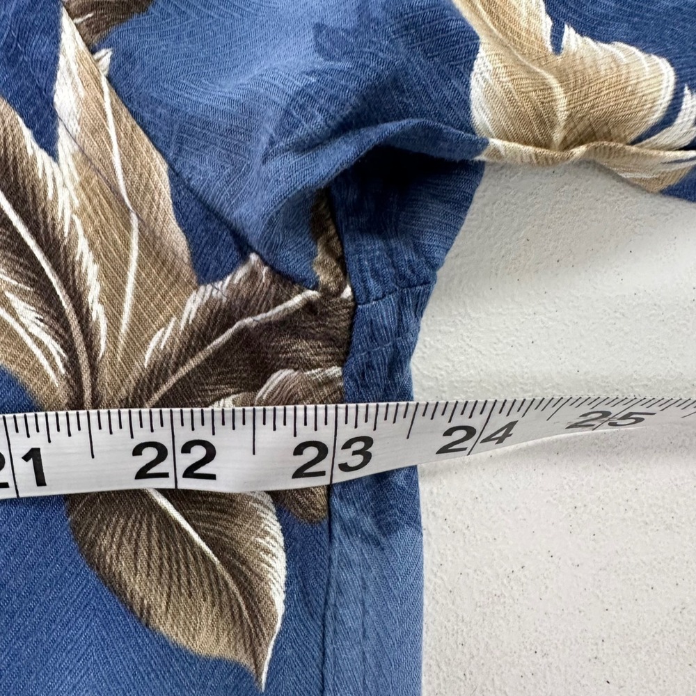 Tropical Palm Leaf Hawaiian Shirt Button Up Short Sleeve Blue Size XL - Picture 8 of 9